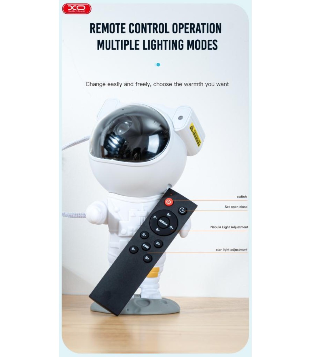 XO Παιδικό Φωτιστικό Projector με Προβολή Αστεριών Λευκό 21x11cm