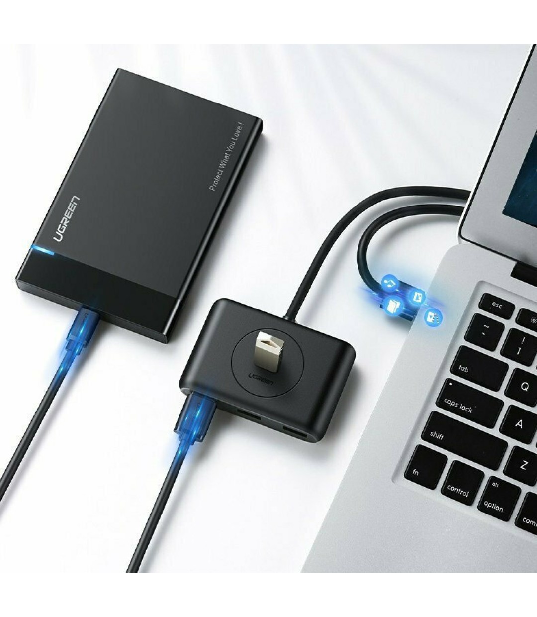 Ugreen CR113 USB 3.0 Hub 4 Θυρών με σύνδεση USB-A και Εξωτερική Παροχή Ρεύματος