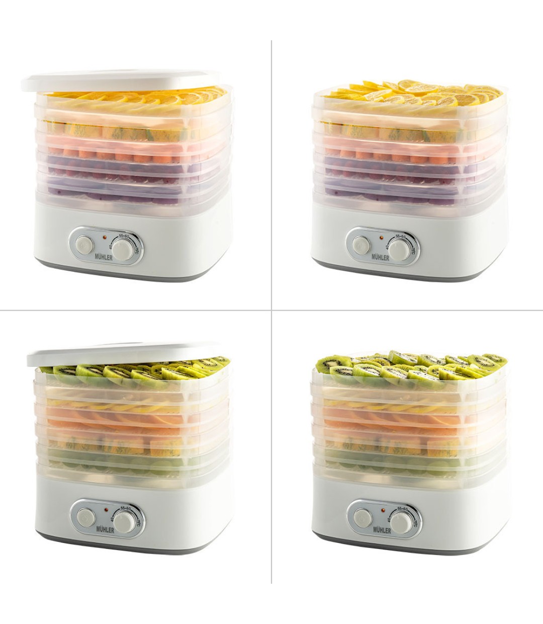 Muhler Αποξηραντής Τροφίμων με 5 Ράφια και Ρυθμιζόμενη Θερμοκρασία 35-70°C DHY-300T