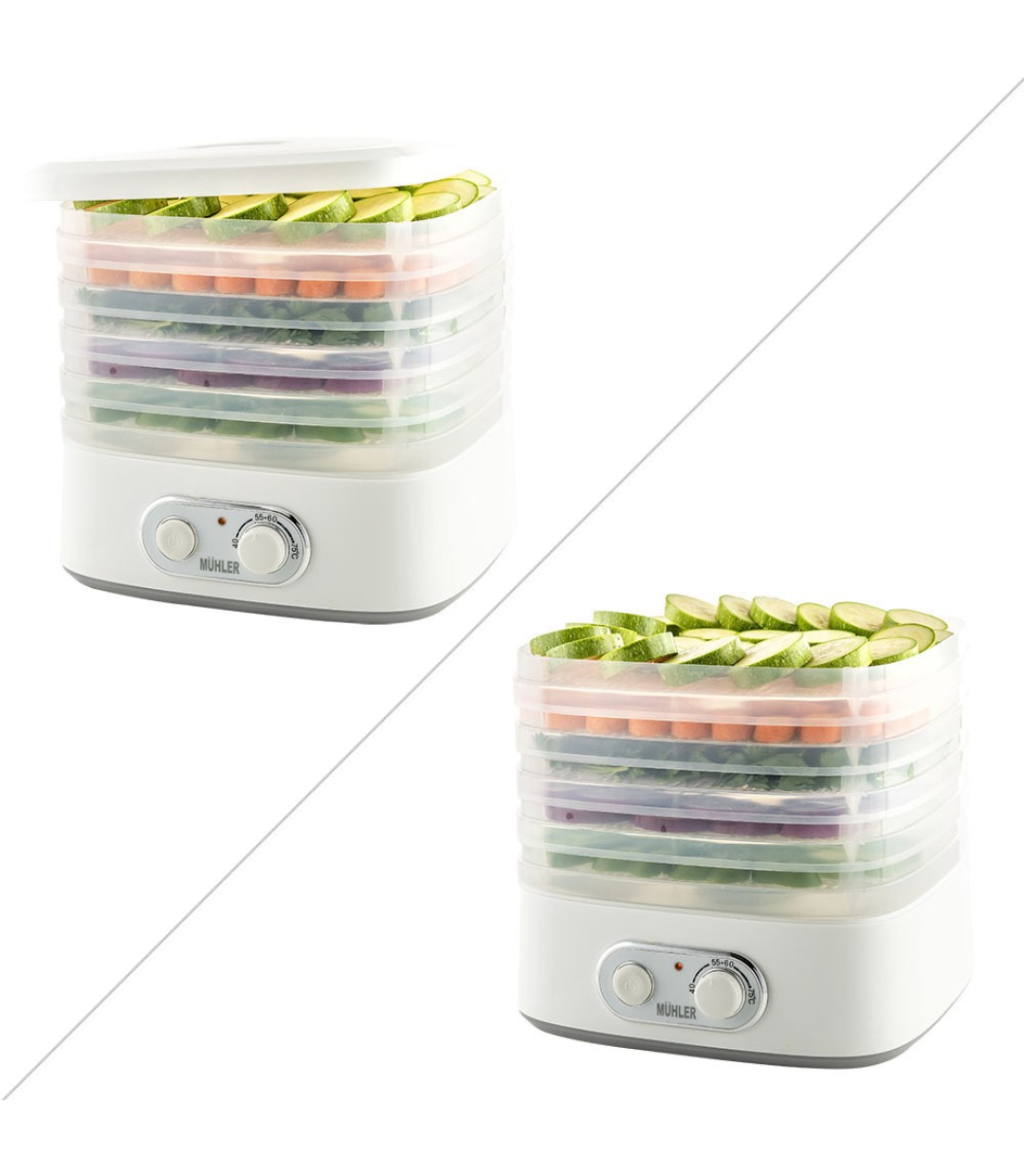 Muhler Αποξηραντής Τροφίμων με 5 Ράφια και Ρυθμιζόμενη Θερμοκρασία 35-70°C DHY-300T