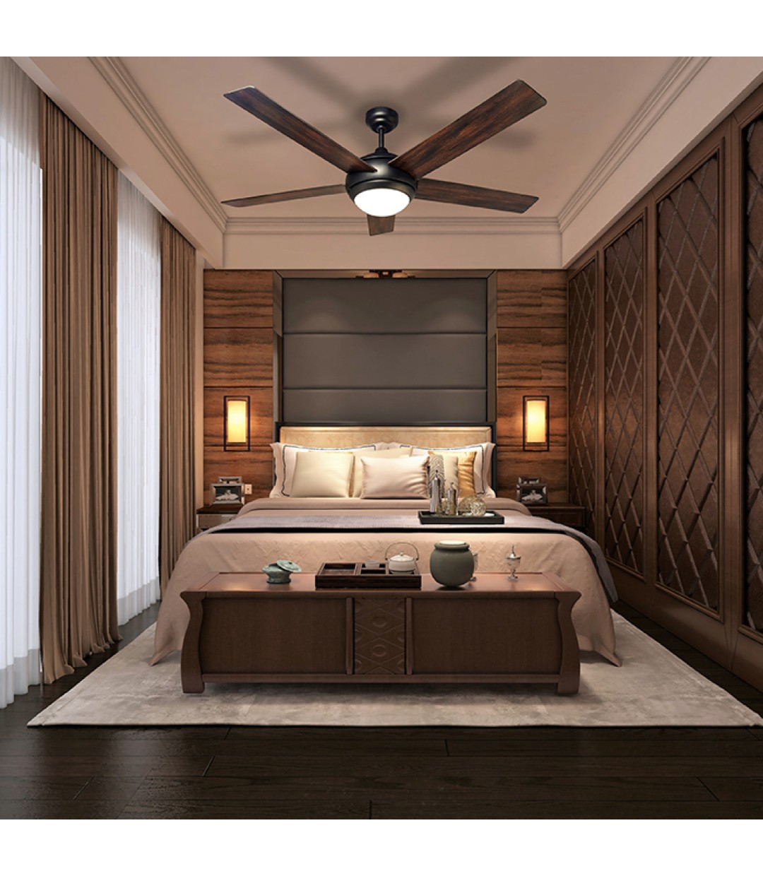 Life Etesian Ανεμιστήρας Οροφής 56.5cm με Φως και Τηλεχειριστήριο Καφέ 221-0448