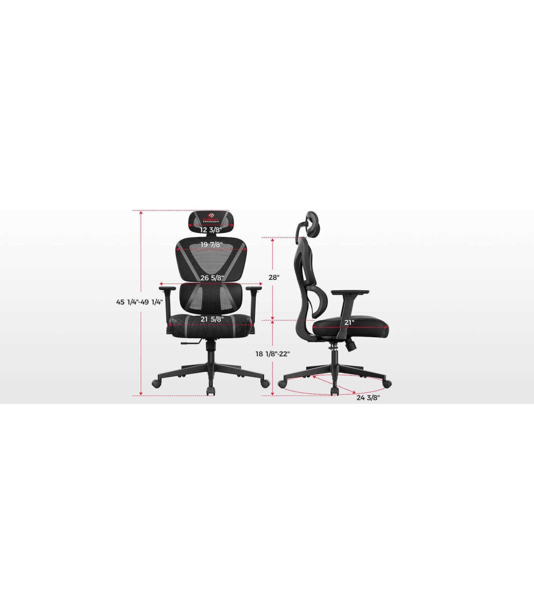 Eureka Ergonomic Norn ERK-GC06-GY Υφασμάτινη Καρέκλα Gaming με Ρυθμιζόμενα Μπράτσα Γκρι