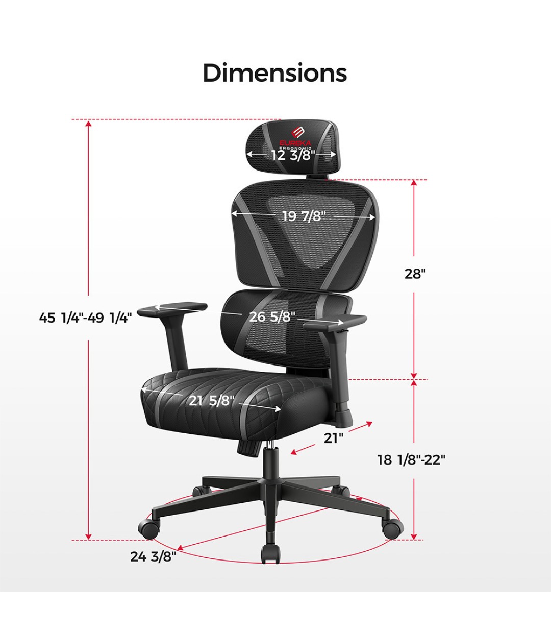 Eureka Ergonomic Norn ERK-GC06-GY Υφασμάτινη Καρέκλα Gaming με Ρυθμιζόμενα Μπράτσα Γκρι