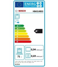 Bosch Φούρνος HBA514BS3 INOX άνω Πάγκου 71lt Π59.4εκ. Inox