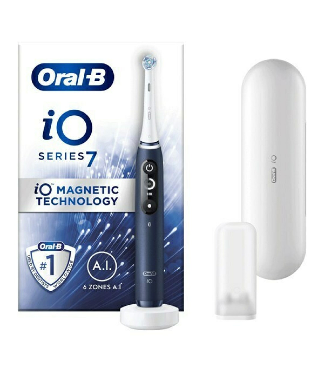 Oral-B IO Series 7 Ηλεκτρική Οδοντόβουρτσα με Χρονομετρητή, Αισθητήρα Πίεσης και Θήκη Ταξιδίου Sapphire Blue