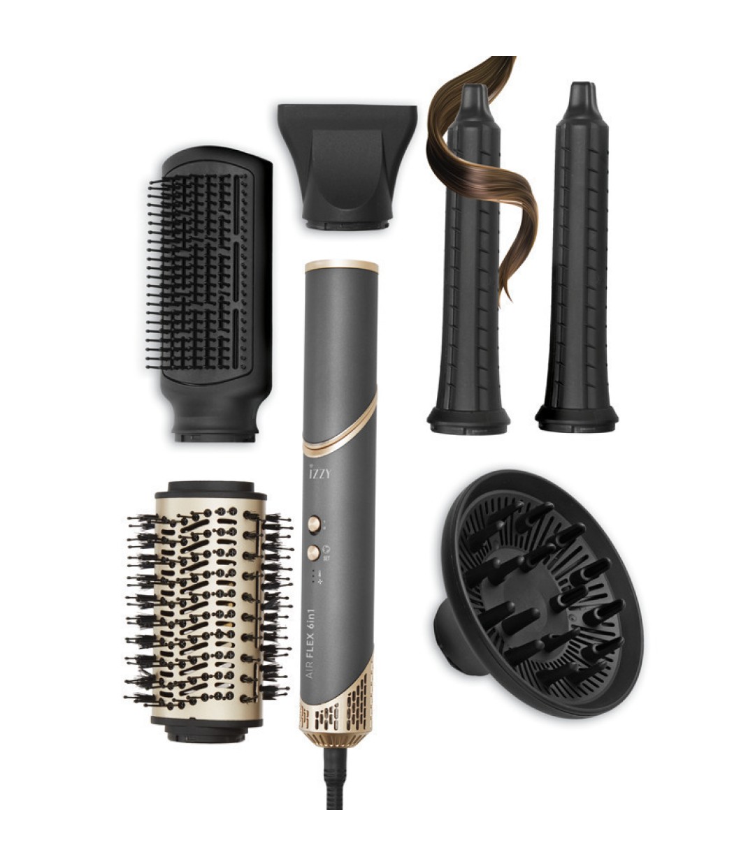 Izzy Multistyler Airflex 6 in 1 Ηλεκτρική Βούρτσα με Αέρα για Ίσιωμα και Μπούκλες IZ-7212 1500W 