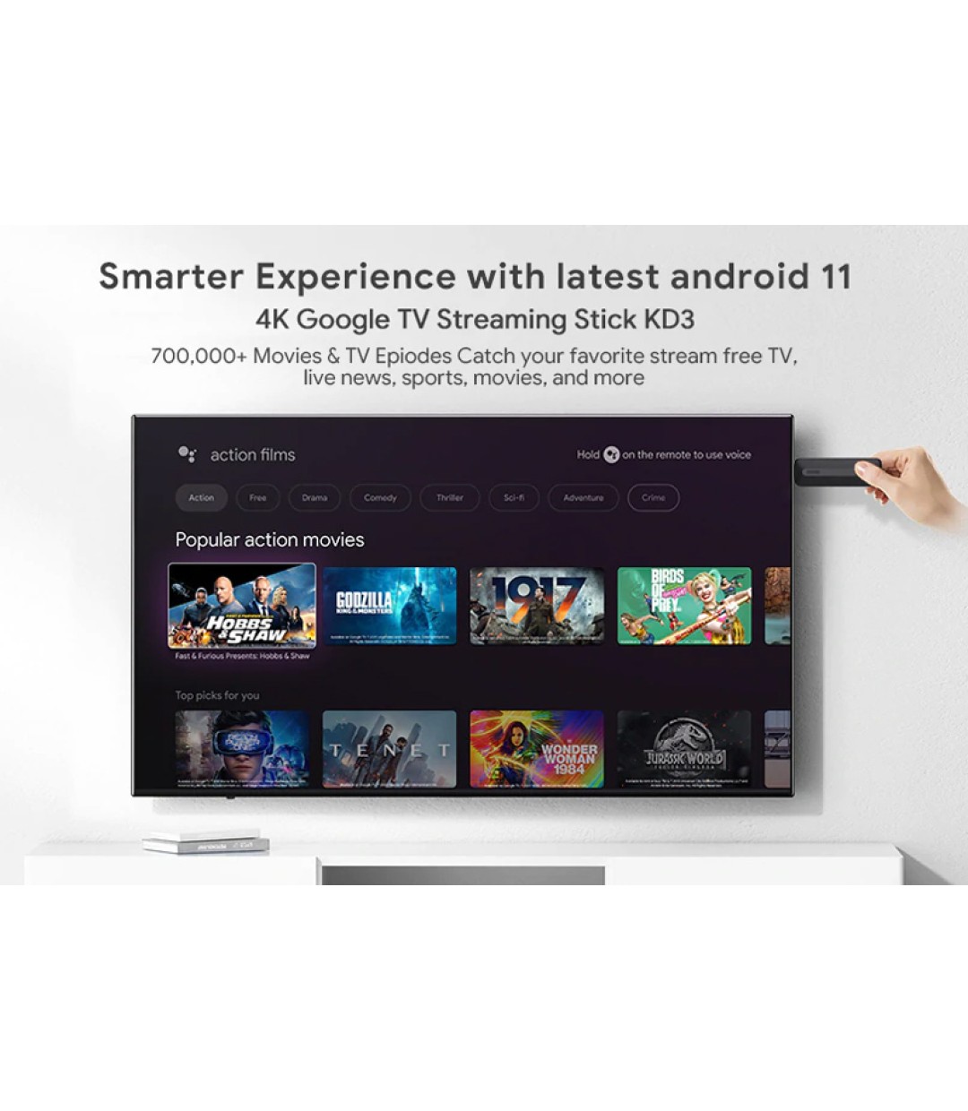 MECOOL KD3 Smart TV Stick 4K UHD με Wi-Fi / Bluetooth / HDMI & Google Assistant