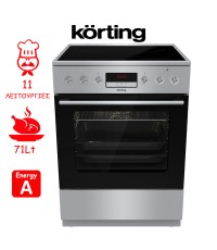 Korting KEC 6 C 60XPC Κουζίνα 71lt με Κεραμικές Εστίες Π60εκ. Inox