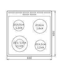 Korting KEC 6 C 60XPC Κουζίνα 71lt με Κεραμικές Εστίες Π60εκ. Inox
