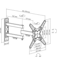 Sbox LCD-223-2 Βάση Τηλεόρασης Τοίχου με Βραχίονα έως 43"