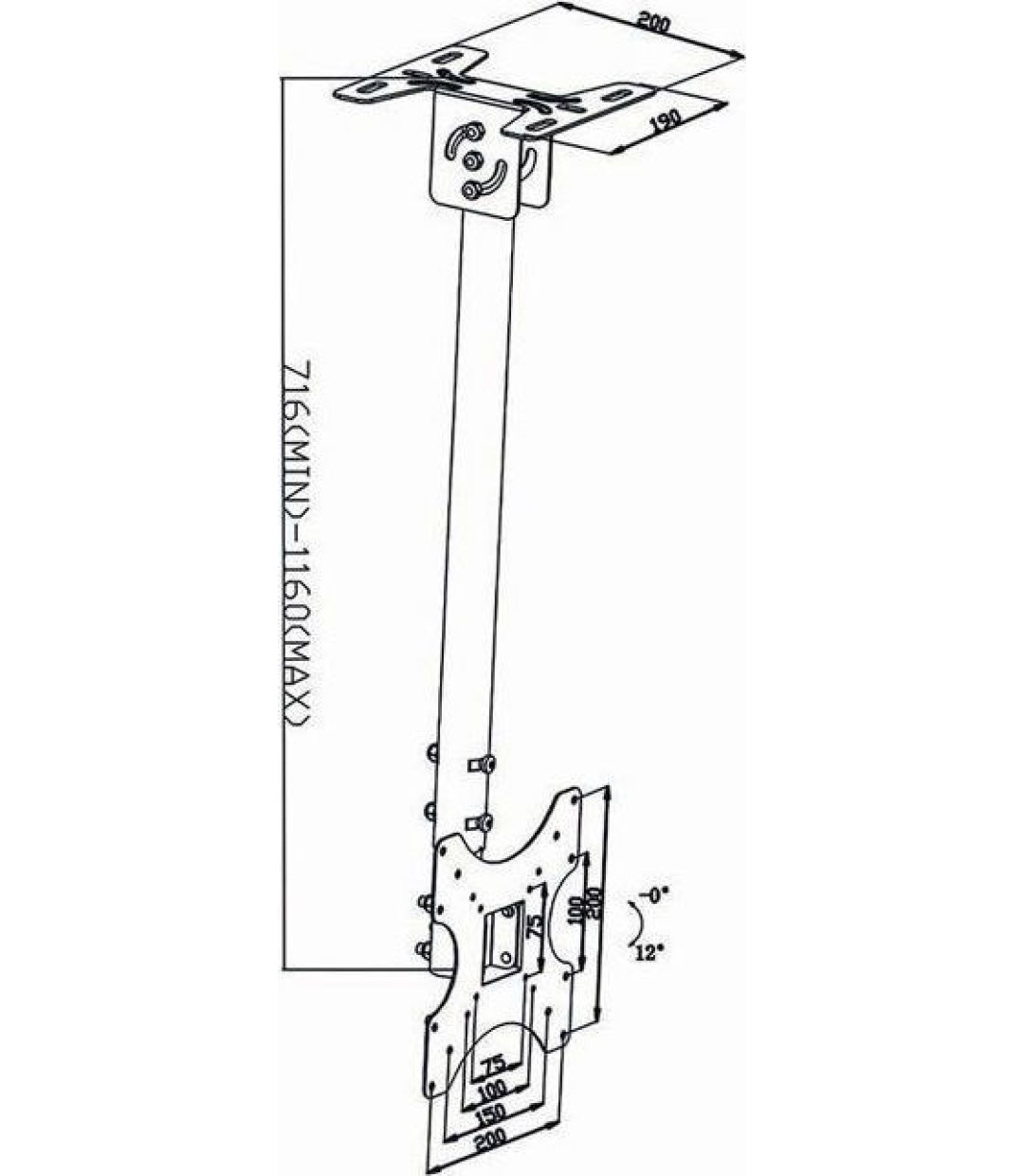 Nedis TVCM1330BK Βάση Τηλεόρασης Οροφής έως 42" και 20kg