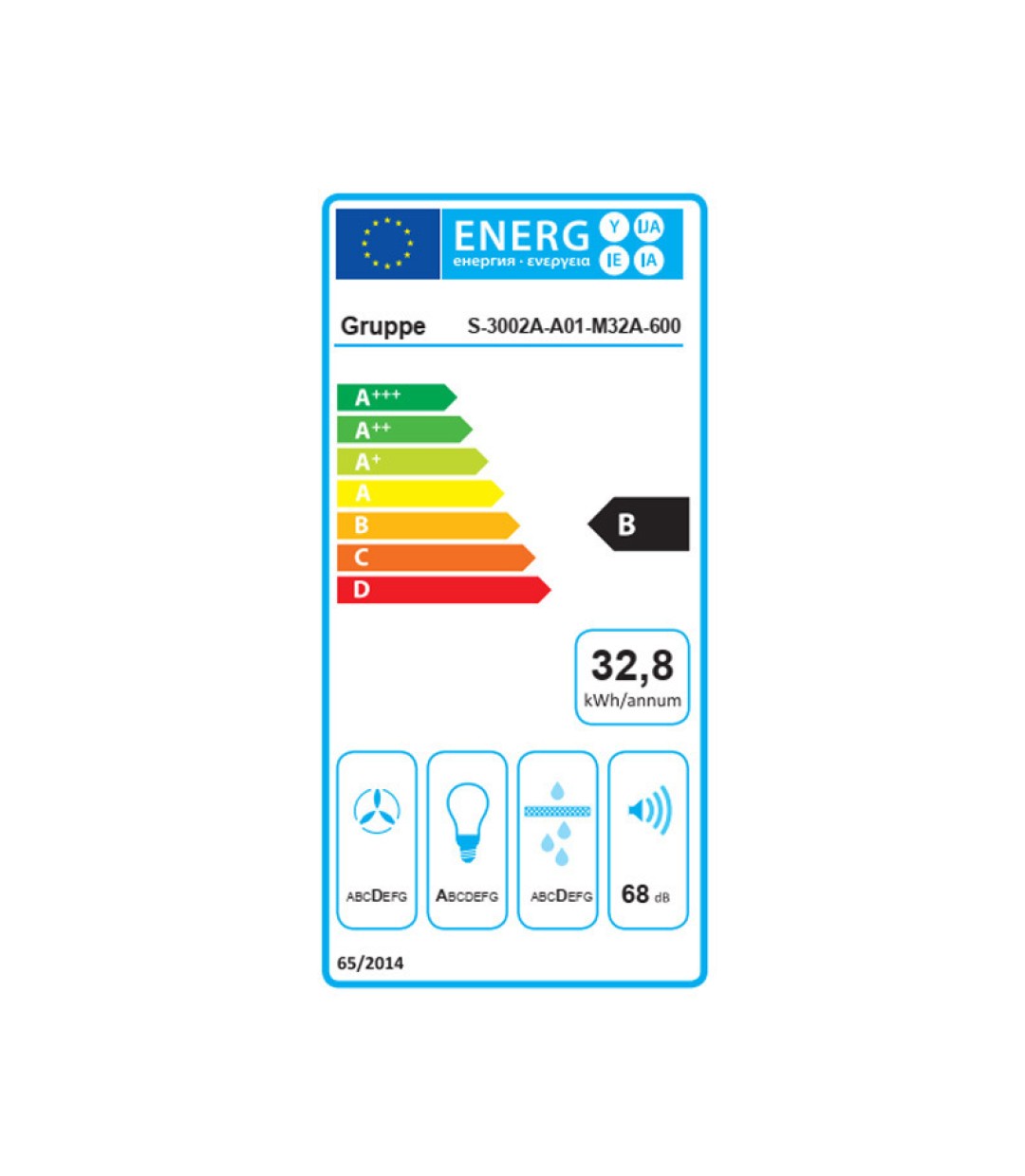 Gruppe Pratico 600 Ελεύθερος Απορροφητήρας 60cm Λευκός Κωδικός: S-3002A-A01-M32Α-600 