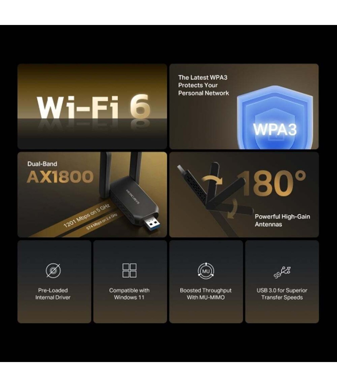 Mercusys MERMA72XH Ασύρματος USB Αντάπτορας Δικτύου 574Mbps