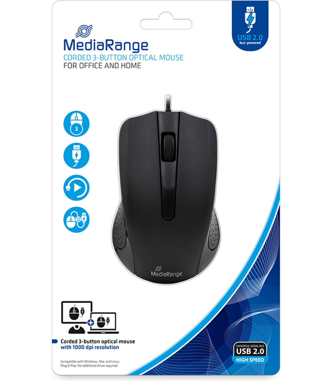 MediaRange MROS210 Ενσύρματο Ποντίκι Μαύρο MediaRange MROS210 Ενσύρματο Ποντίκι Μαύρο