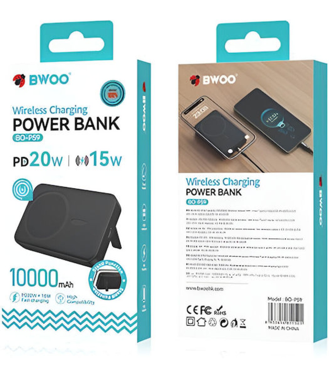 BWOO BO-P59 MagSafe Power Bank 10000mAh με Θύρα USB-C Μαύρο