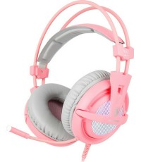 Sades A6 Over Ear Gaming Headset με σύνδεση USB Ροζ