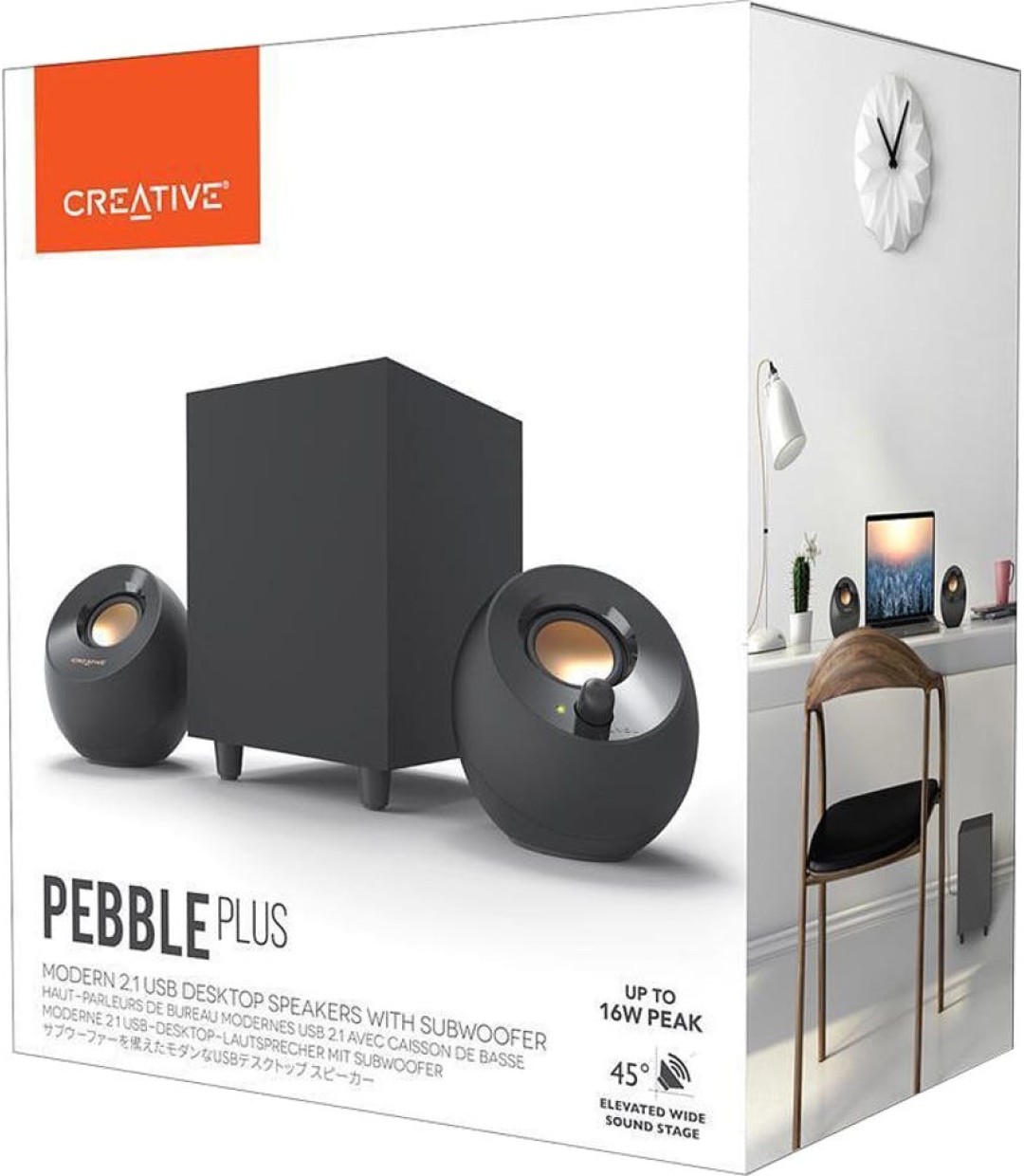 Creative Pebble Plus Ηχεία Υπολογιστή 2.1 με Ισχύ 8W σε Μαύρο Χρώμα