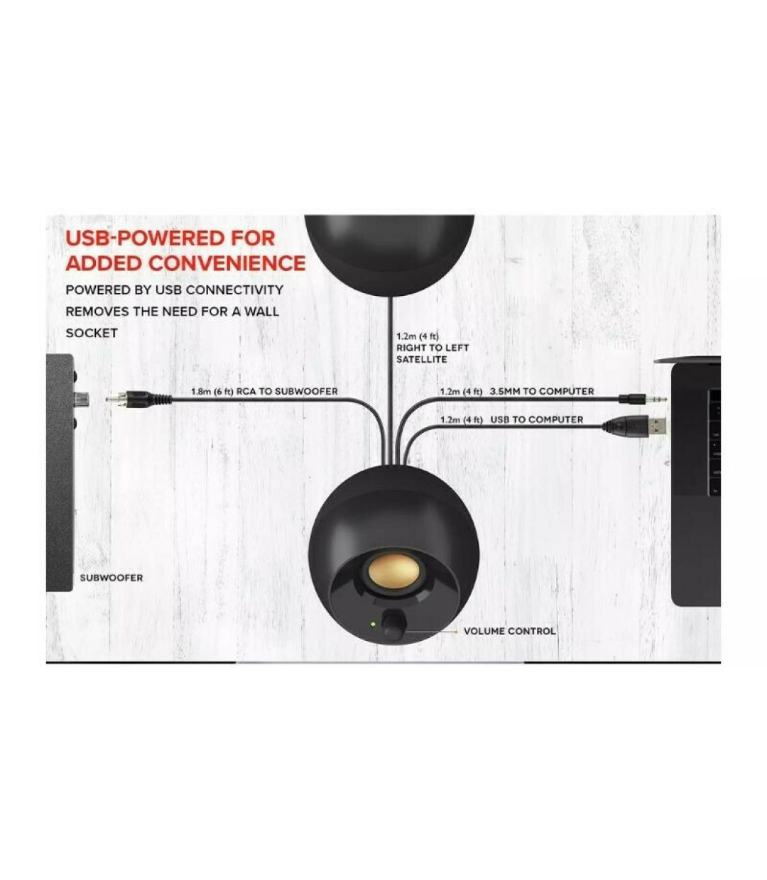 Creative Pebble Plus Ηχεία Υπολογιστή 2.1 με Ισχύ 8W σε Μαύρο Χρώμα