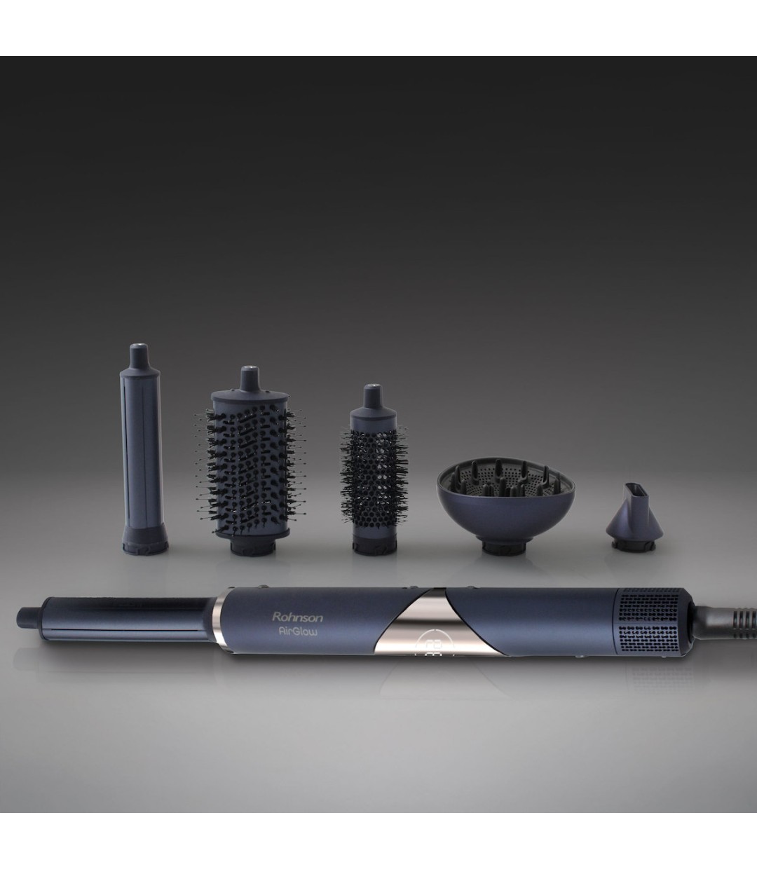 Rohnson AirGlow Κεραμική Ηλεκτρική Βούρτσα με Αέρα & Περιστρεφόμενη Κεφαλή για Ίσιωμα και Μπούκλες 1400W