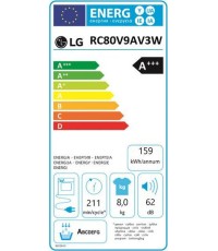 LG RC80V9AV3W Στεγνωτήριο 8kg A+++ με Αντλία Θερμότητας