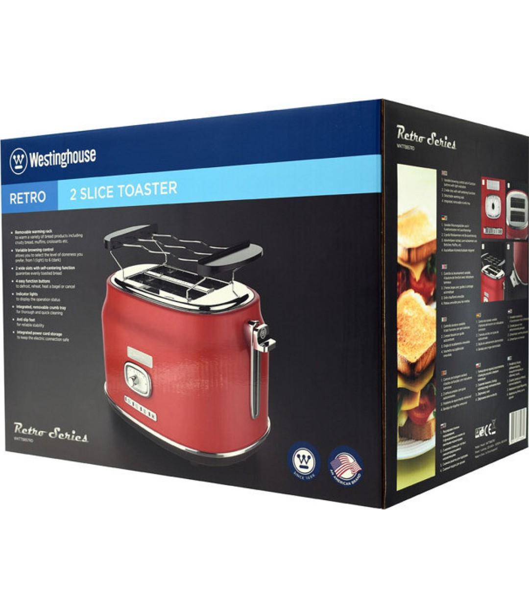 Westinghouse Φρυγανιέρα 2 Θέσεων 815W Κόκκινη