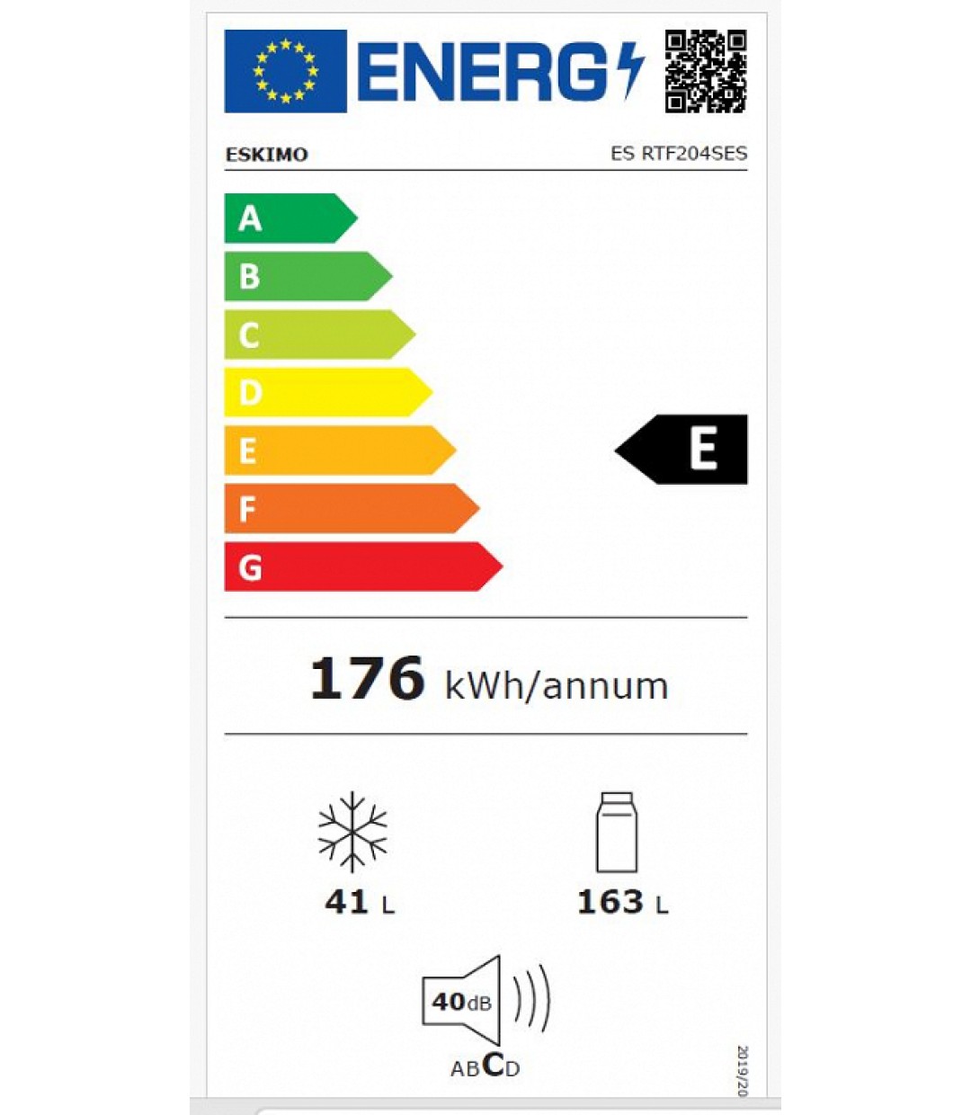 Eskimo ES RTF 204SES Ψυγείο Δίπορτο 204lt Υ143xΠ55xΒ55εκ. SILVER