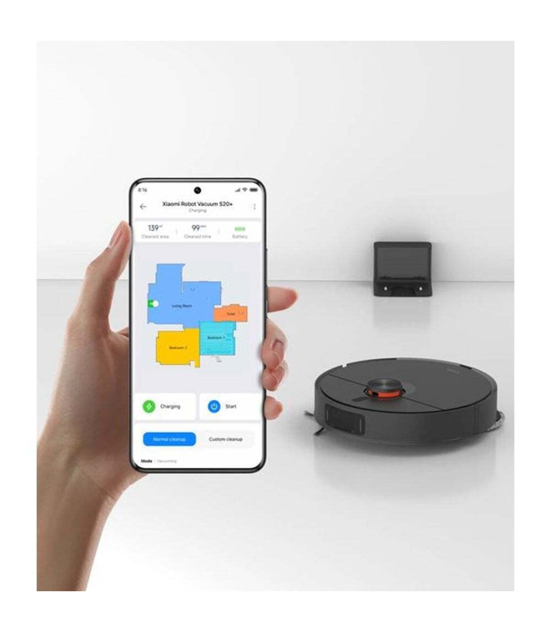 Xiaomi S20+ Σκούπα Ρομπότ για Σκούπισμα & Σφουγγάρισμα με Χαρτογράφηση και Wi-Fi Μαύρη