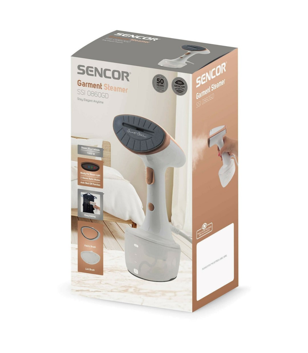 Sencor Ατμοκαθαριστής Ρούχων Χειρός 1600W με Δοχείο 320ml Λευκός