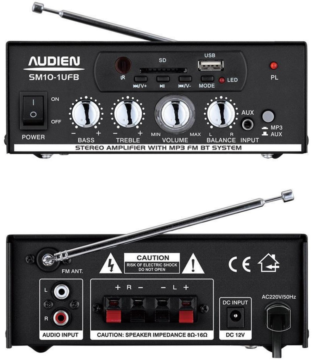  Audien SM10-IUFB Mini Hi-Fi Ενισχυτής Ισχύος 2x 25Wrms, Με Τάση Τροφοδοσίας 12VDC Και 220VAC