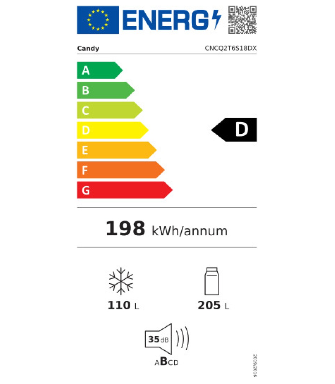Candy Ψυγειοκαταψύκτης 315lt NoFrost Υ185xΠ59.5xΒ59.9εκ. Inox CNCQ2T6S18DX 