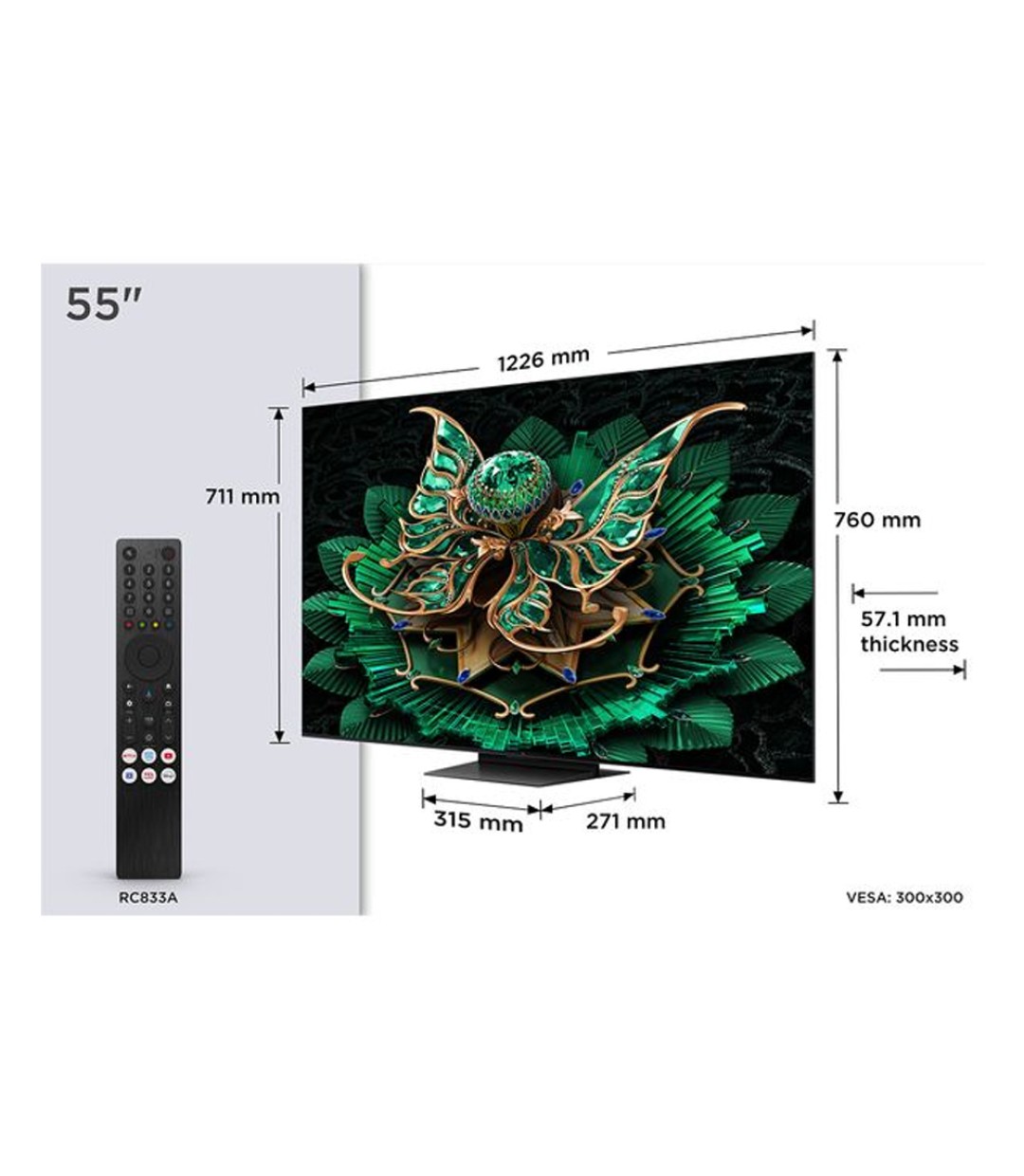 TCL Smart Τηλεόραση 55" 4K UHD Mini LED C7K HDR (2025) 55C7K