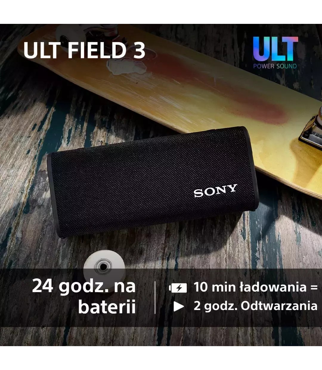Sony ULT FIELD 3 - Φορητό ηχείο Bluetooth με ήχο ULT POWER SOUND - Μαύρο