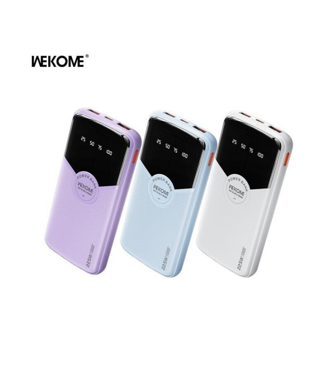 WK WP-43 Power Bank 10000mAh 22.5W με 2 Θύρες USB-A και Θύρα USB-C Power Delivery Μωβ