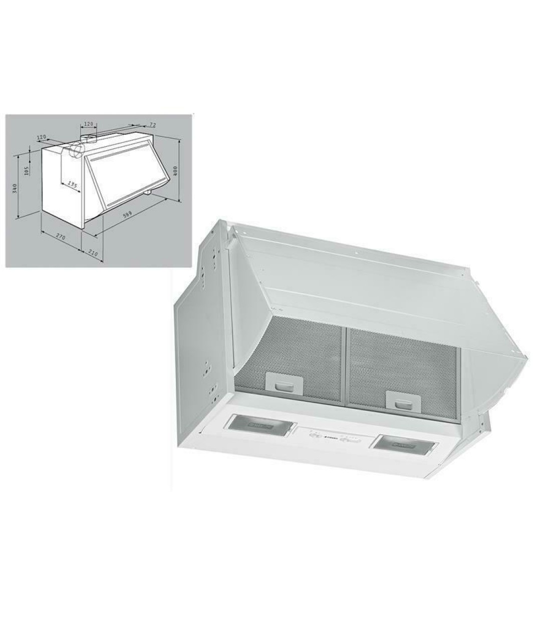 Pyramis Essential Turbo Πτυσσόμενος Απορροφητήρας 60cm Λευκός