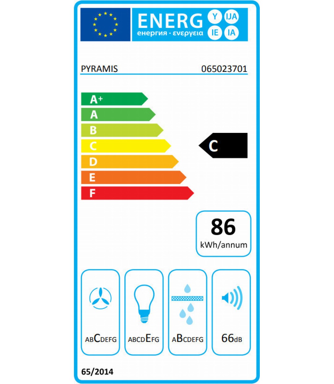 Pyramis Essential Turbo Πτυσσόμενος Απορροφητήρας 60cm Λευκός