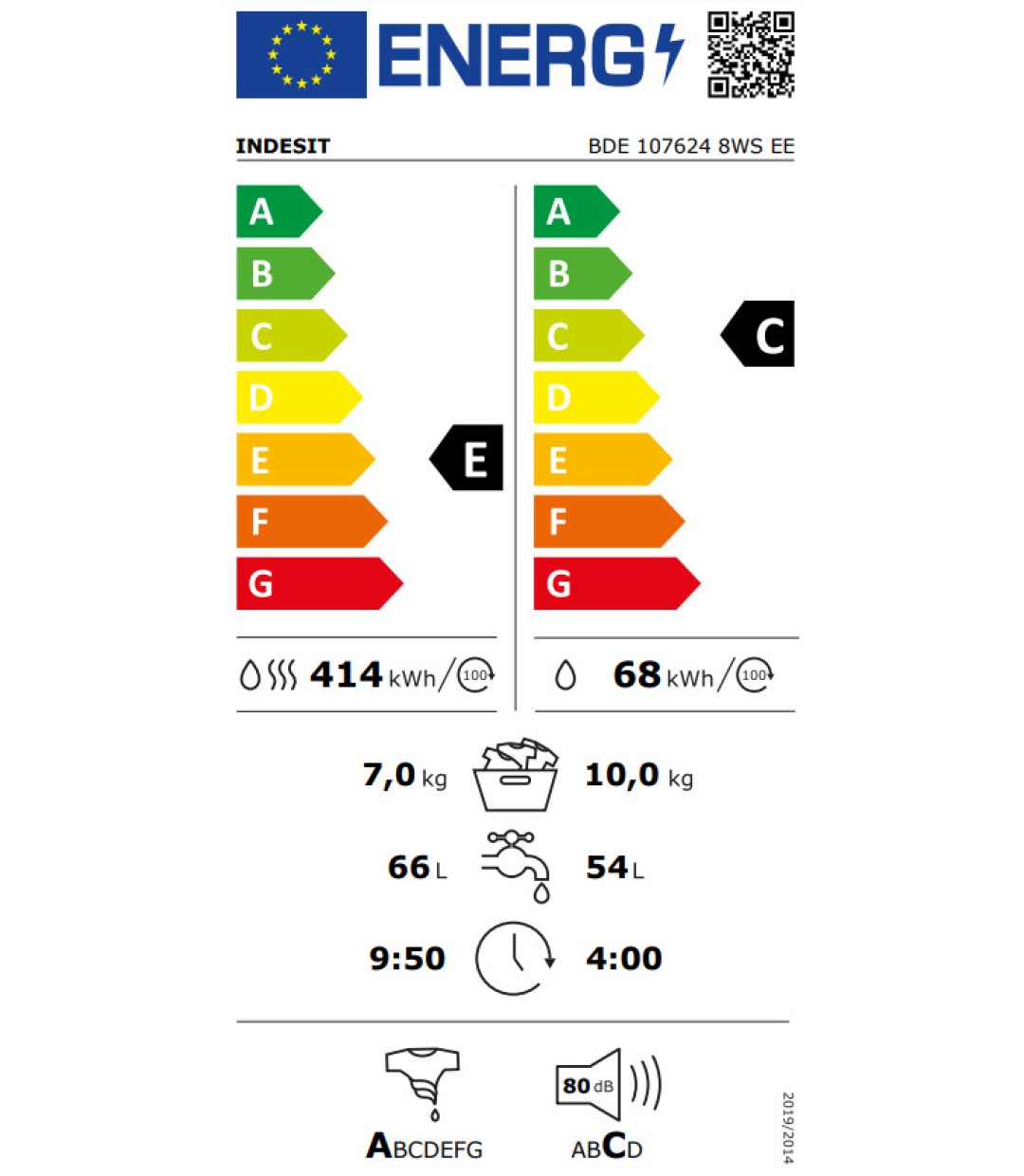 Indesit BDE 107624 8WS EE Πλυντήριο-Στεγνωτήριο Ρούχων Indesit BDE 107624 8WS EE Πλυντήριο-Στεγνωτήριο Ρούχων