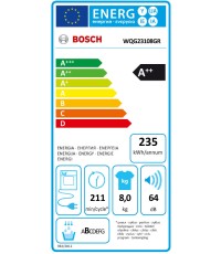 Bosch WQG23108GR Στεγνωτήριο 8kg A++ με Αντλία Θερμότητας  