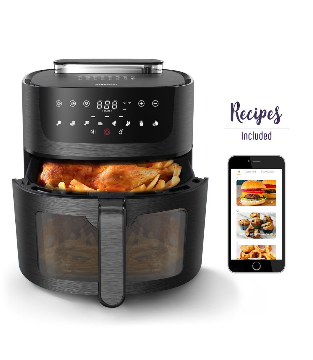 Rohnson R-2858 Φριτέζα Αέρος 8lt Μαύρη