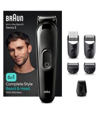 Braun 6-in-1 Style Kit 3 Σετ Επαναφορτιζόμενης Κουρευτικής Μηχανής Μαύρο MGK3410