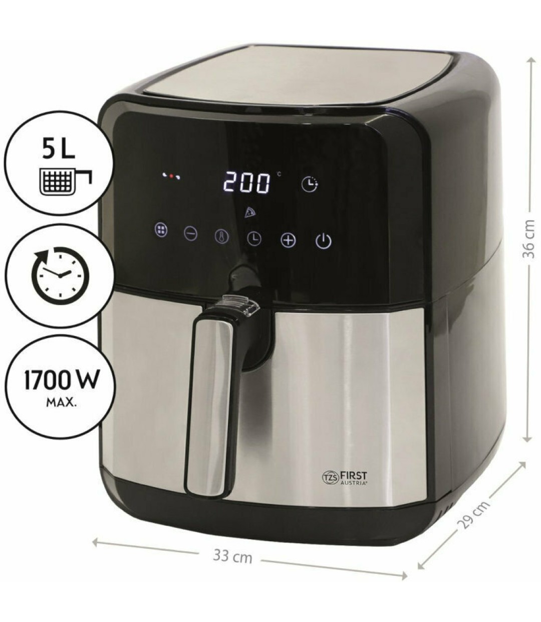 First Austria FA-5053-4 Φριτέζα Αέρος 5lt Μαύρη