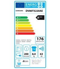 Samsung DV80T5220 AE/S6 Στεγνωτήριο 8kg A+++Αντλία Θερμότητας
