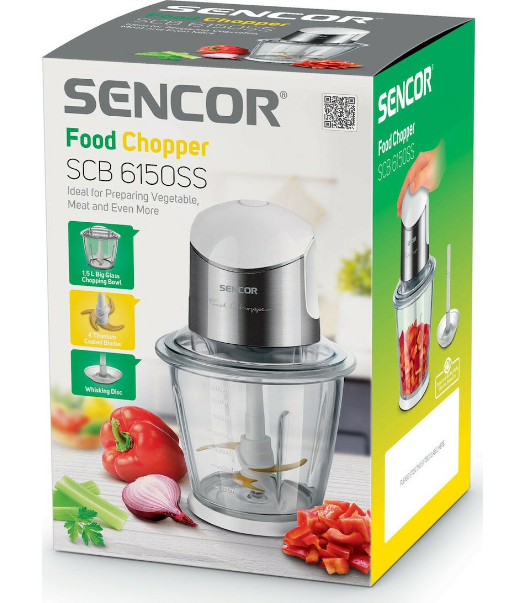 Sencor Πολυκόπτης SCB 6150 SS EUE 3 800W με Δοχείο 1.5lt