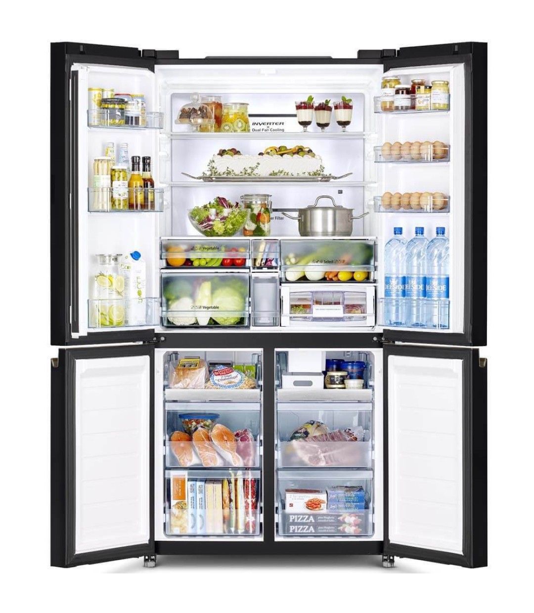 Hitachi R-WB640VRU0 Glass Black Ντουλάπα 569lt Total NoFrost 