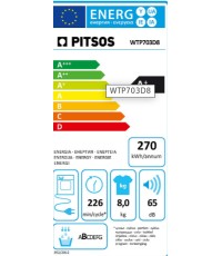 Pitsos WTP 703 D8 Στεγνωτήριο 8kg A+ με Αντλία Θερμότητας