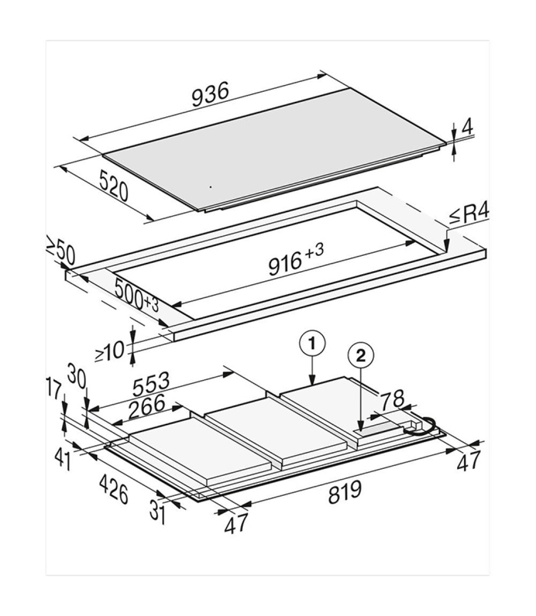 Miele KM 7897-1 FL Επαγωγική Εστία Αυτόνομη93.6x51εκ.