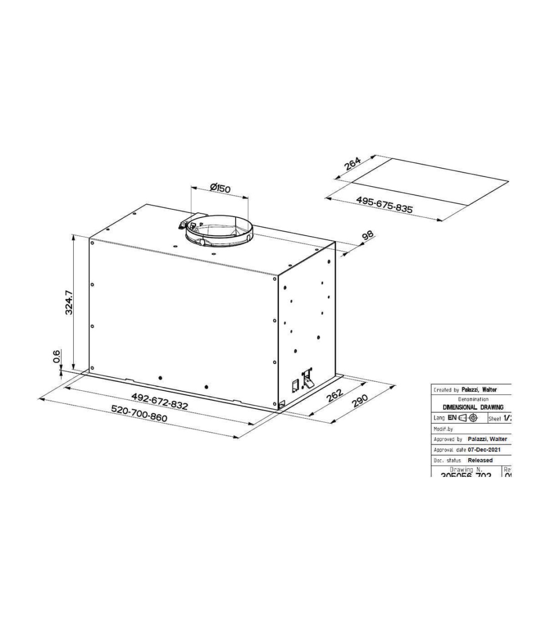 Faber Inca Lux 3.0 Evo X A52 Μηχανισμός Απορρόφησης 52cm Stainless Steel