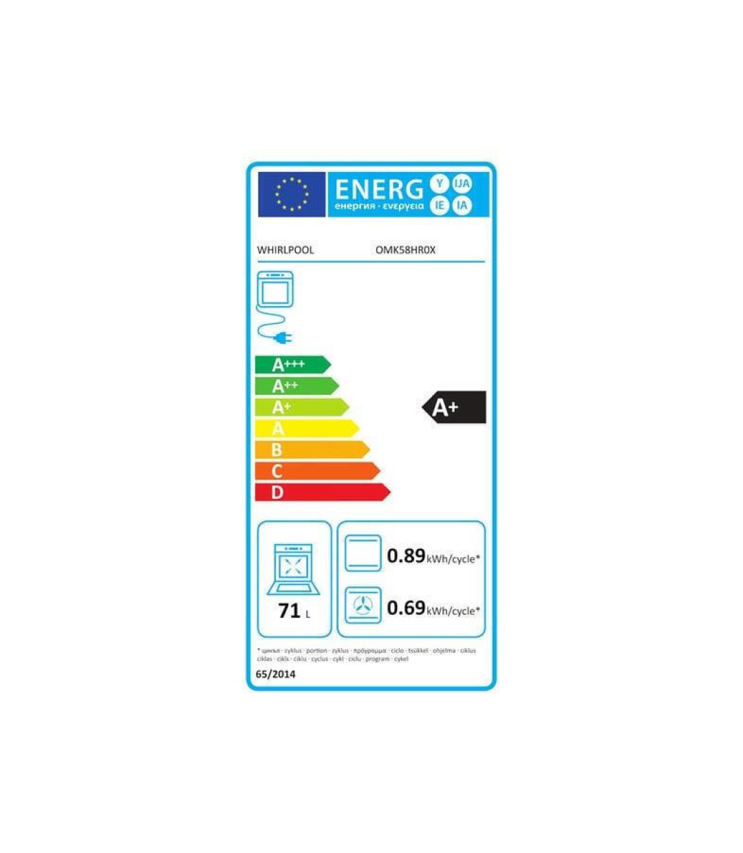 Whirlpool OMK 58HR0 X Φούρνος άνω Πάγκου χωρίς Εστίες Inox