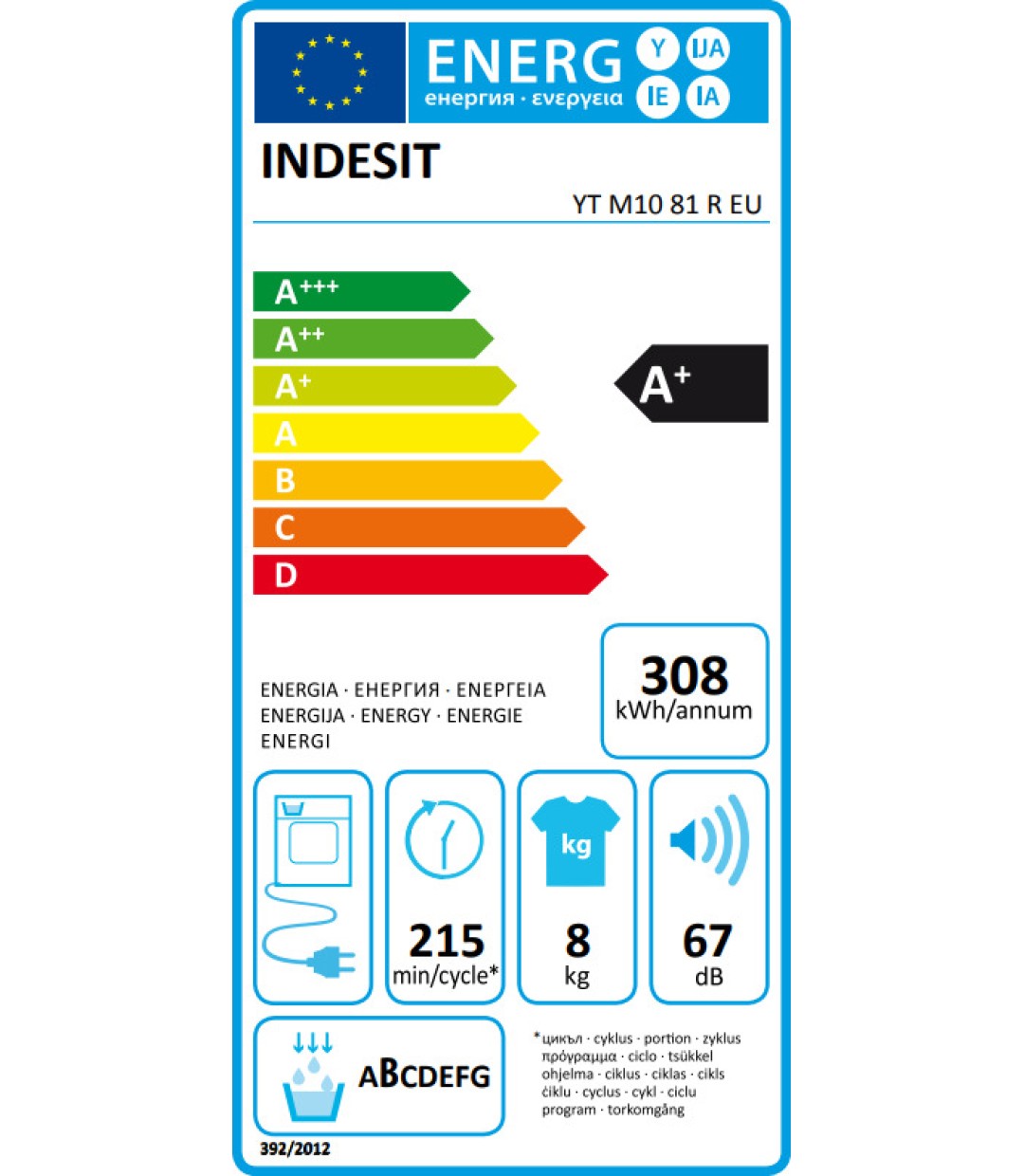 Indesit YT M10 81 R Στεγνωτήριο 8kg A+ με Αντλία Θερμότητας Indesit YT M10 81 R Στεγνωτήριο 8kg A+ με Αντλία Θερμότητας