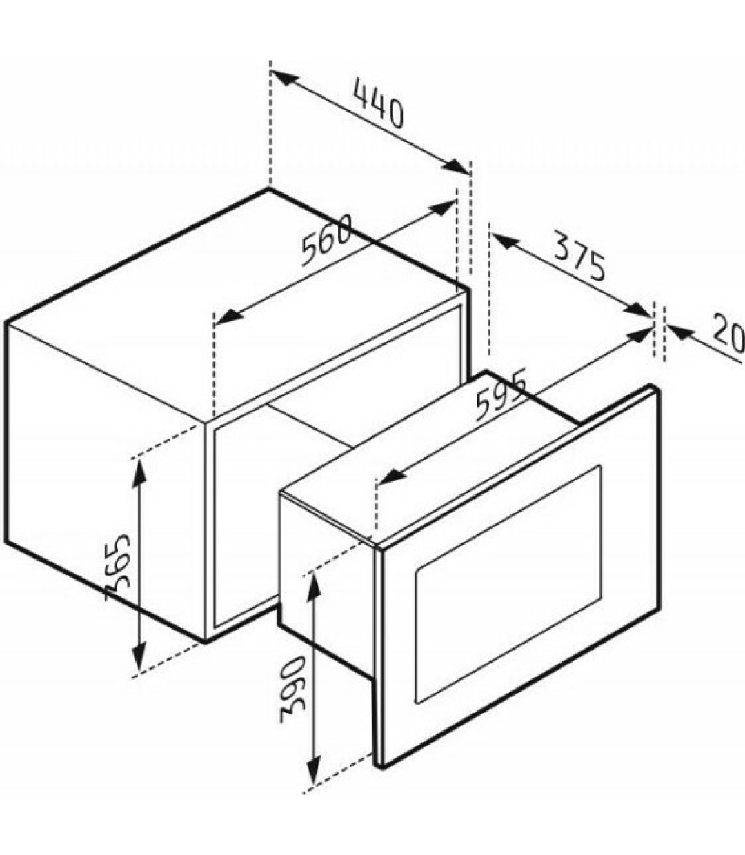 Pyramis 30 Εντοιχιζόμενος Φούρνος Μικροκυμάτων με Grill 23lt Μαύρος