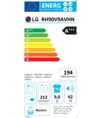 LG RH90V9AVHN Στεγνωτήριο 9kg A+++ με Αντλία Θερμότητας